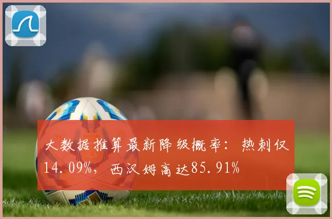 大数据推算最新降级概率：热刺仅14.09%，西汉姆高达85.91%